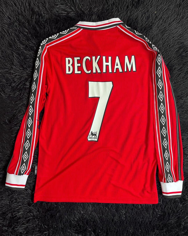 Camisa Retrô Manchester United 1998/99 Manga longa - Beckham #7