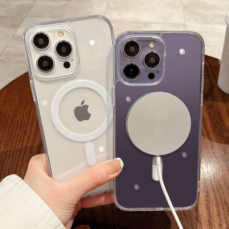 Capa magnética transparente com carregamento sem fio para iPhone 11 compatível com MagSafe