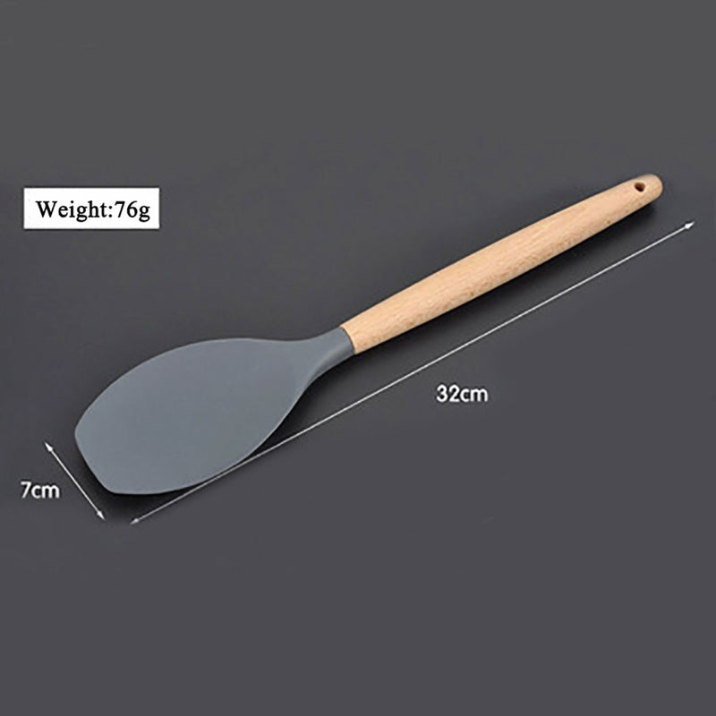 Conjunto de utensílios de cozinha de silicone World, utensílios de silicone com madeira