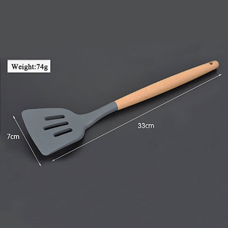 Conjunto de utensílios de cozinha de silicone World, utensílios de silicone com madeira