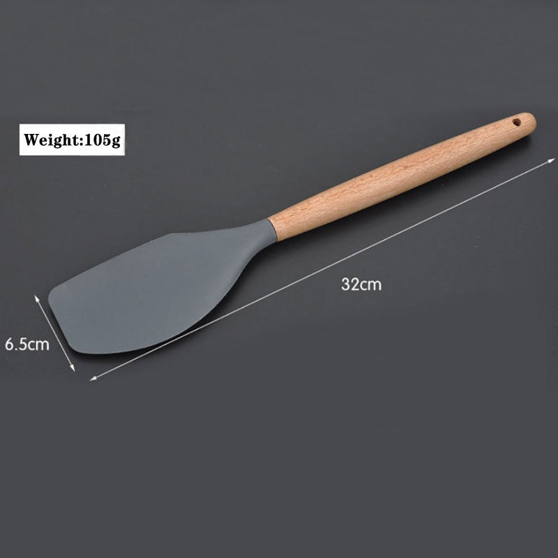 Conjunto de utensílios de cozinha de silicone World, utensílios de silicone com madeira