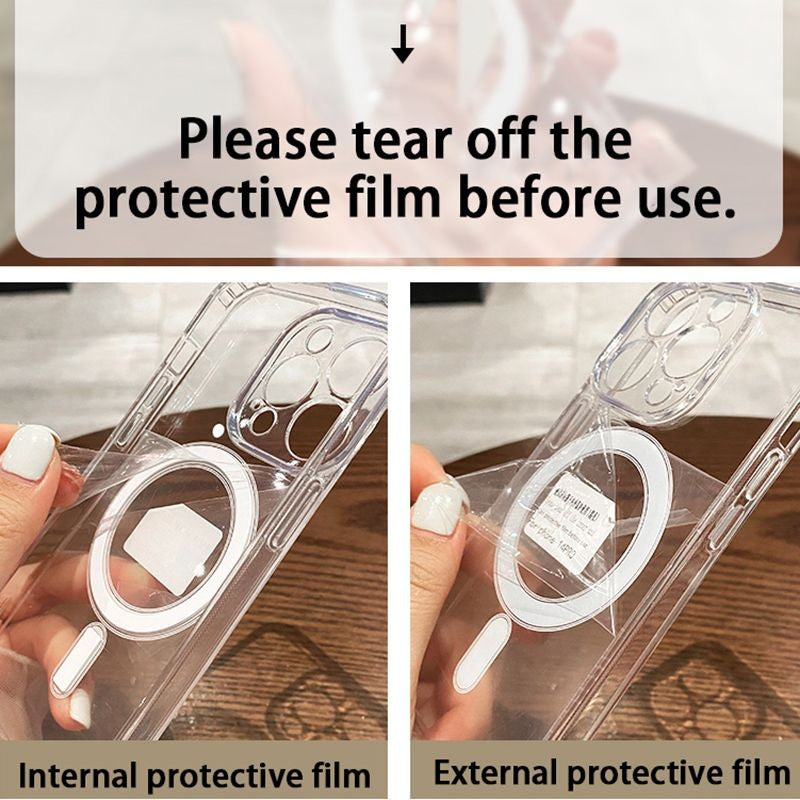 Capa magnética transparente com carregamento sem fio para iPhone 11 compatível com MagSafe