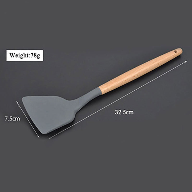 Conjunto de utensílios de cozinha de silicone World, utensílios de silicone com madeira