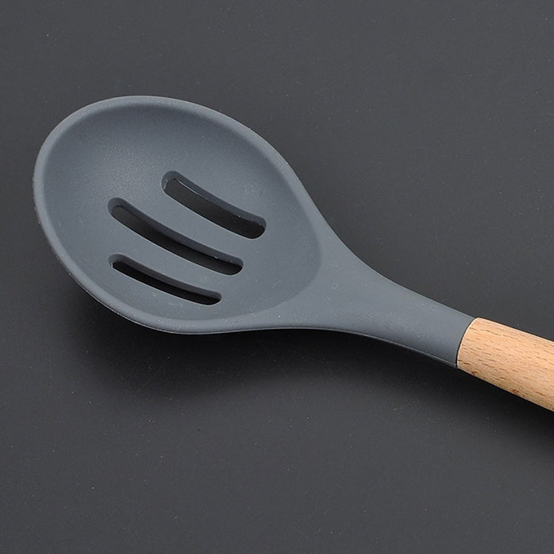 Conjunto de utensílios de cozinha de silicone World, utensílios de silicone com madeira