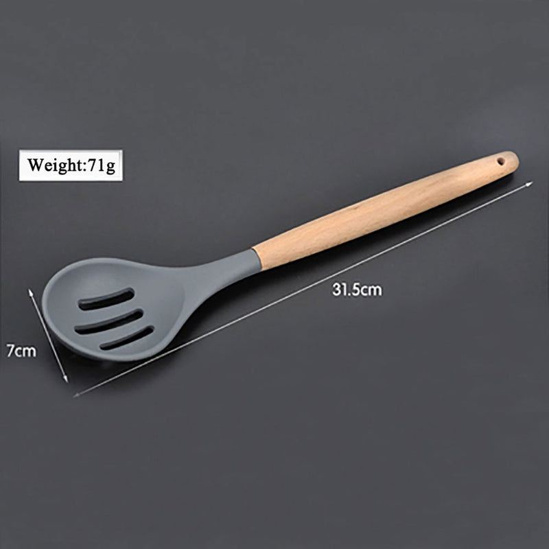 Conjunto de utensílios de cozinha de silicone World, utensílios de silicone com madeira